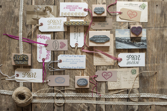 Scalloped and heart Oval Custom Wedding/Save the Date Rubber Stamp - Noolibird