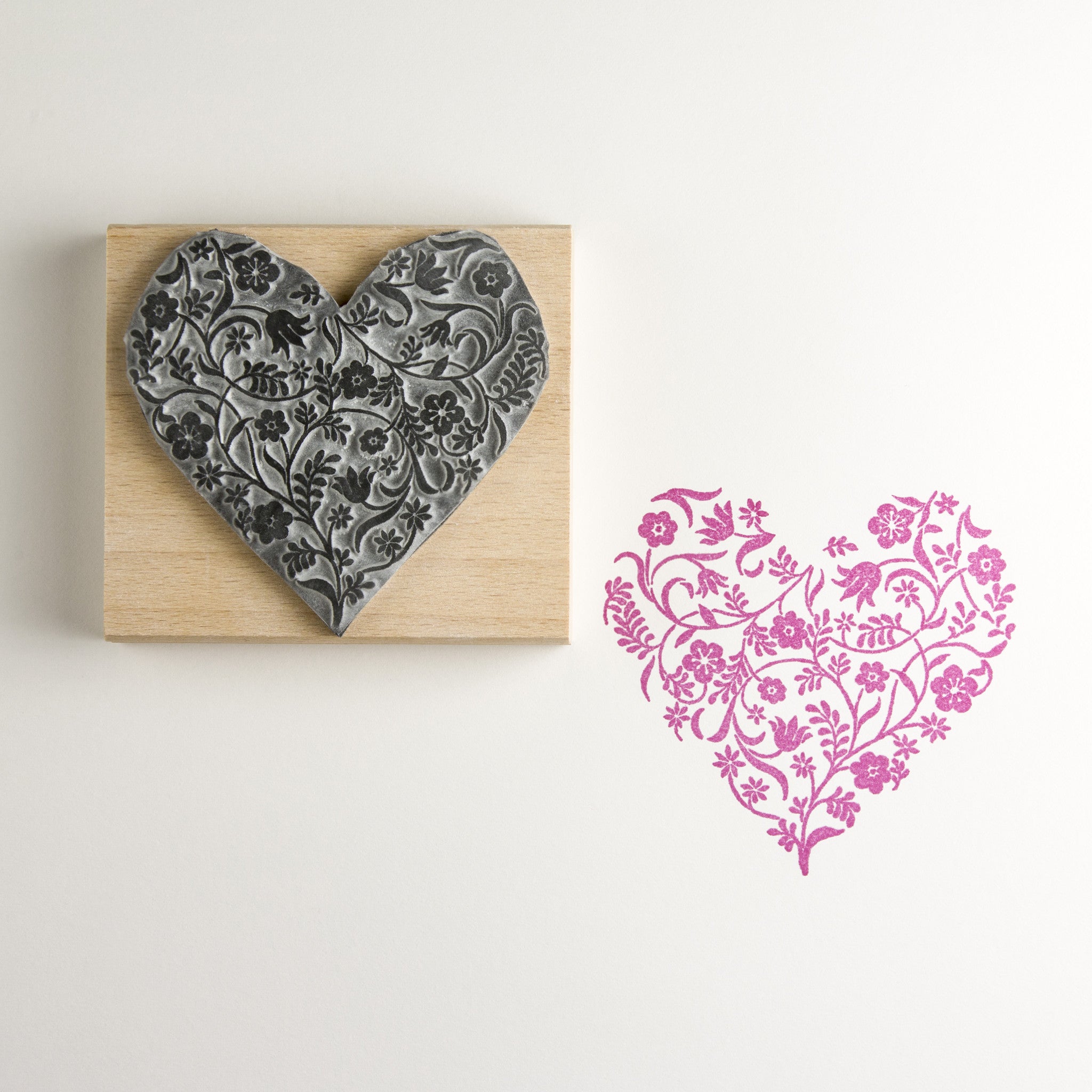 Flowery Heart Craft Rubber Stamp - Noolibird