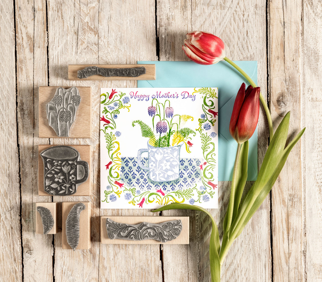 Woodland Flowers and Ferns Rubber Stamps, Stamp for card making - Noolibird
