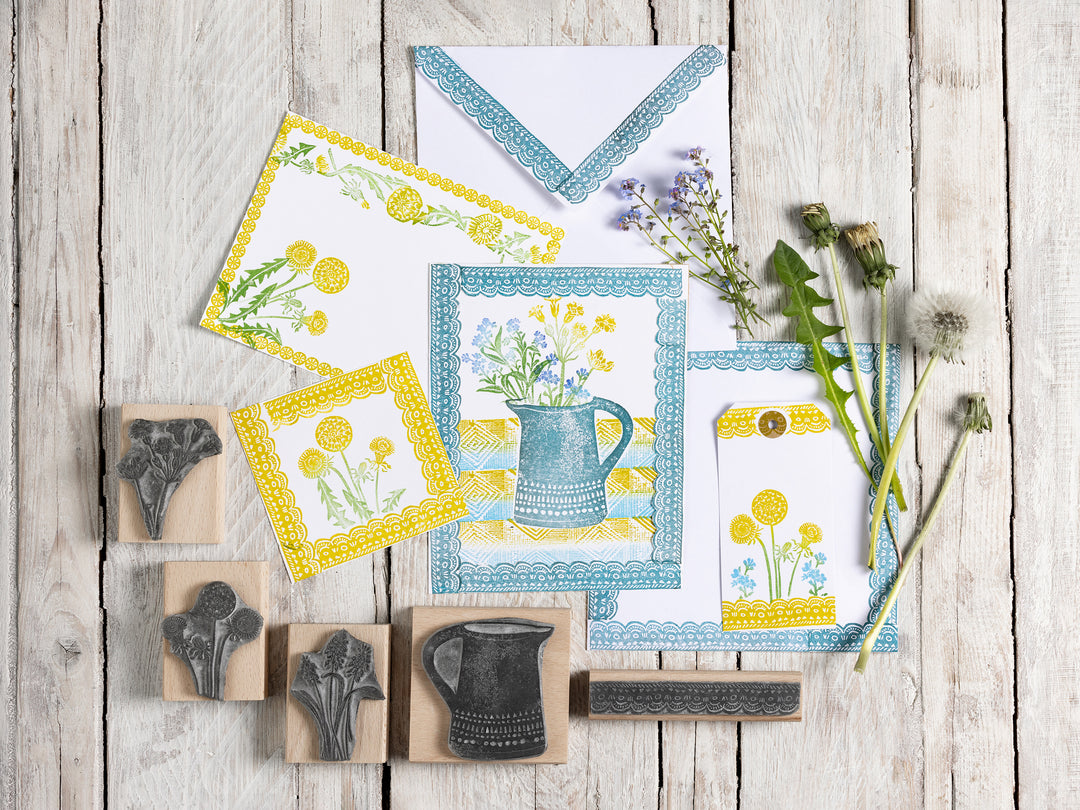 Springtime Flower Rubber Stamps, Wild Flower Stamps, Dandelion Stamp, Forget-me-not stamp, stamp for card making - Noolibird