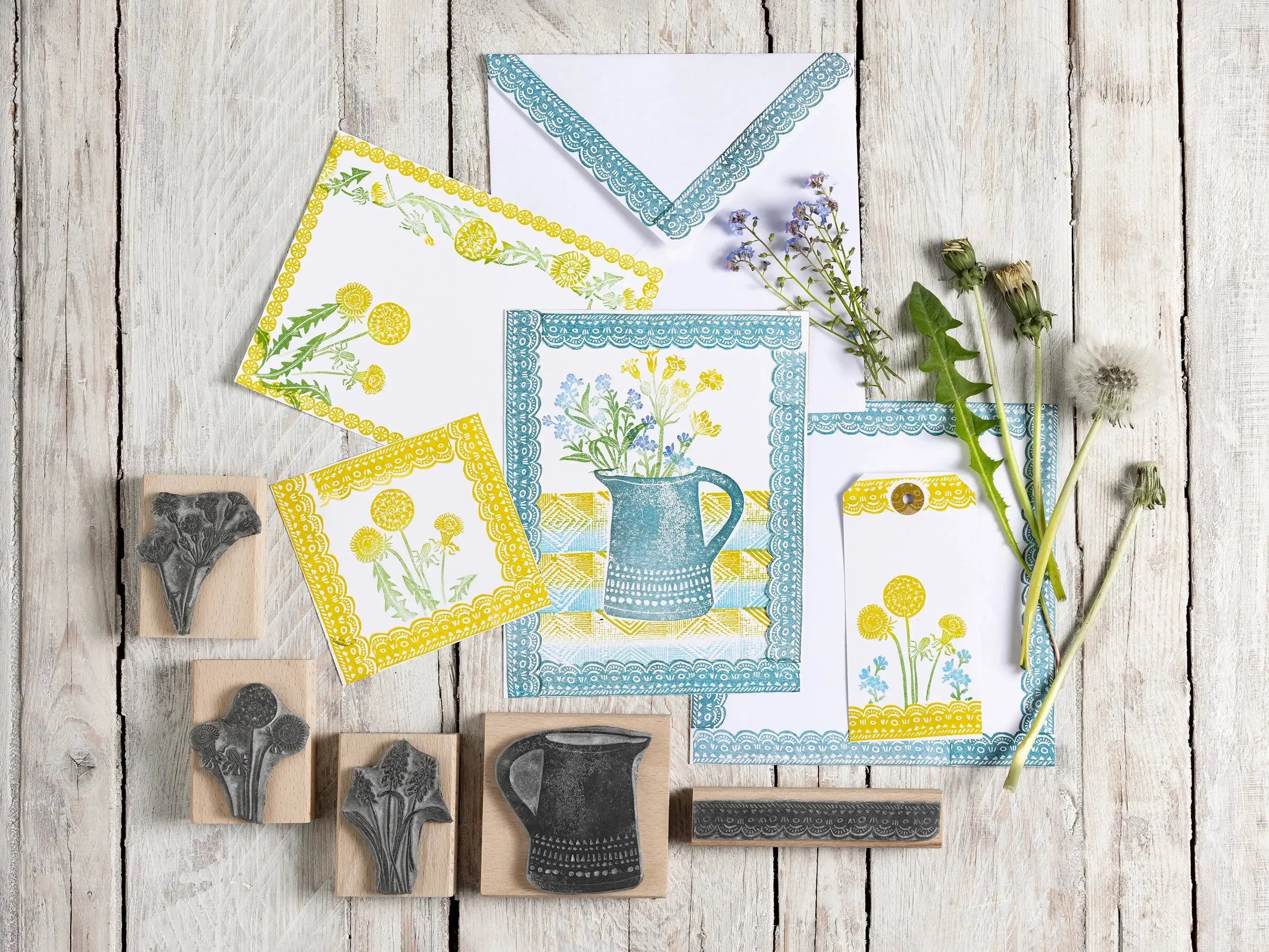 Springtime Wild Flower handmade rubber stamps by Noolibird — botanical card making and nature journaling