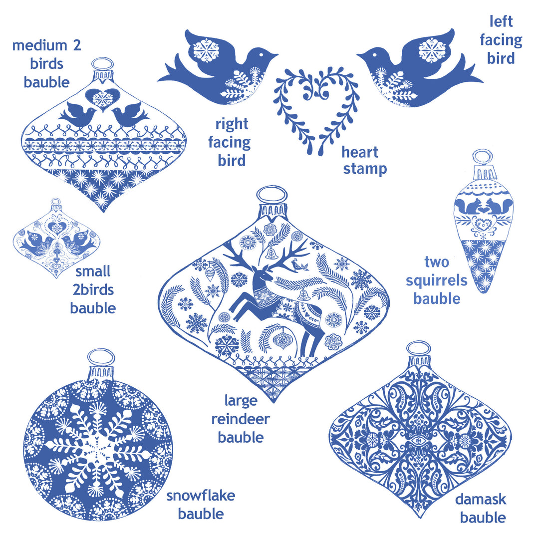 Christmas Bauble Rubber Stamps - Noolibird