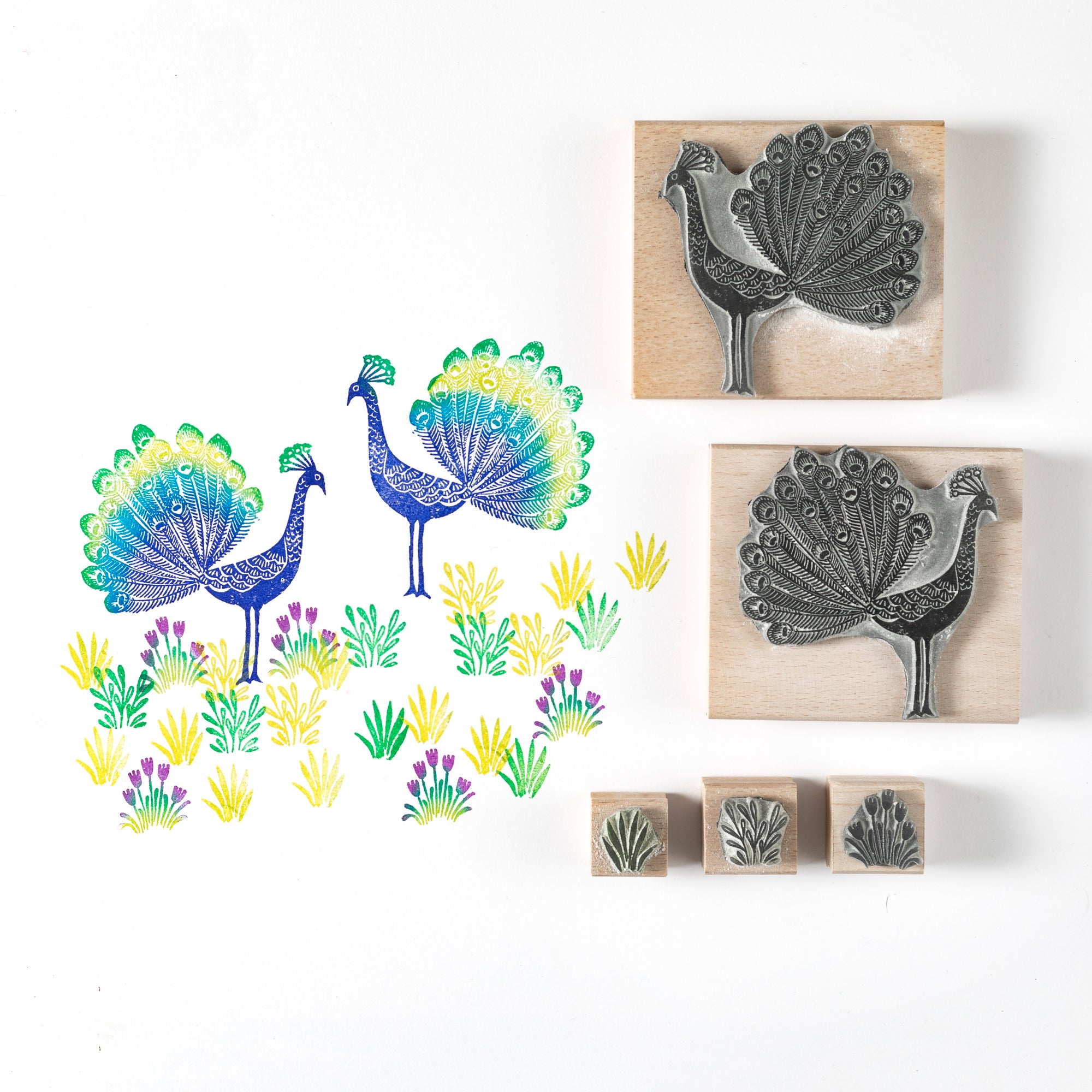 Peacock Rubber Stamp - Noolibird