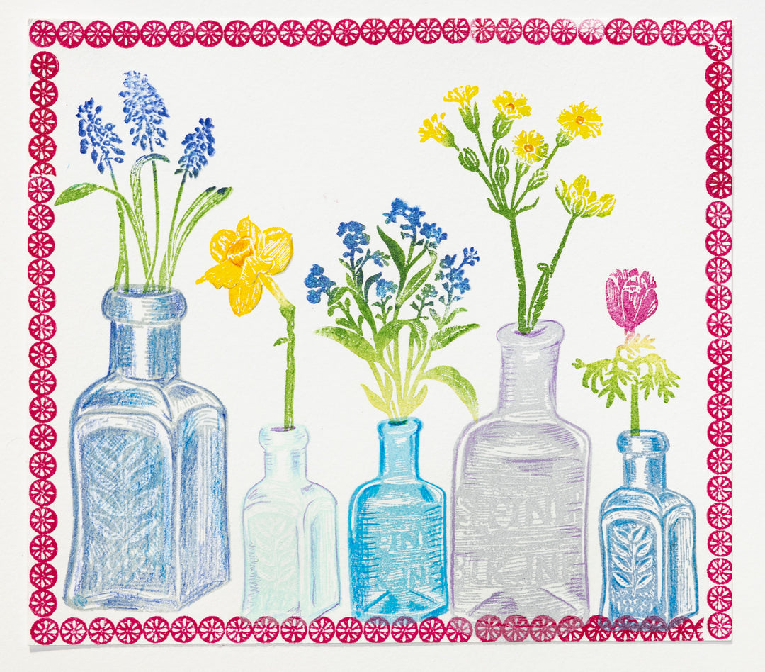 Vintage Style Glass Bottle Rubber Stamps - Noolibird
