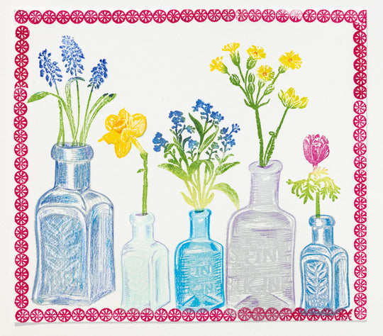 Vintage Style Glass Bottle Rubber Stamps - Noolibird