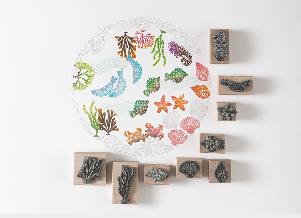 Mermaid and Marine Rubber Stamps - Noolibird