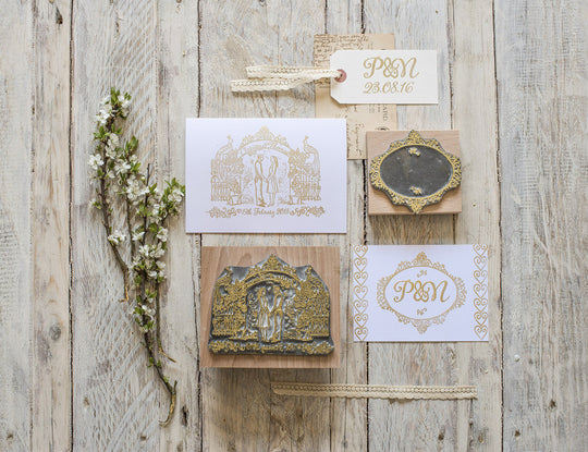 Rose Garden Custom Wedding Rubber Stamp - Noolibird