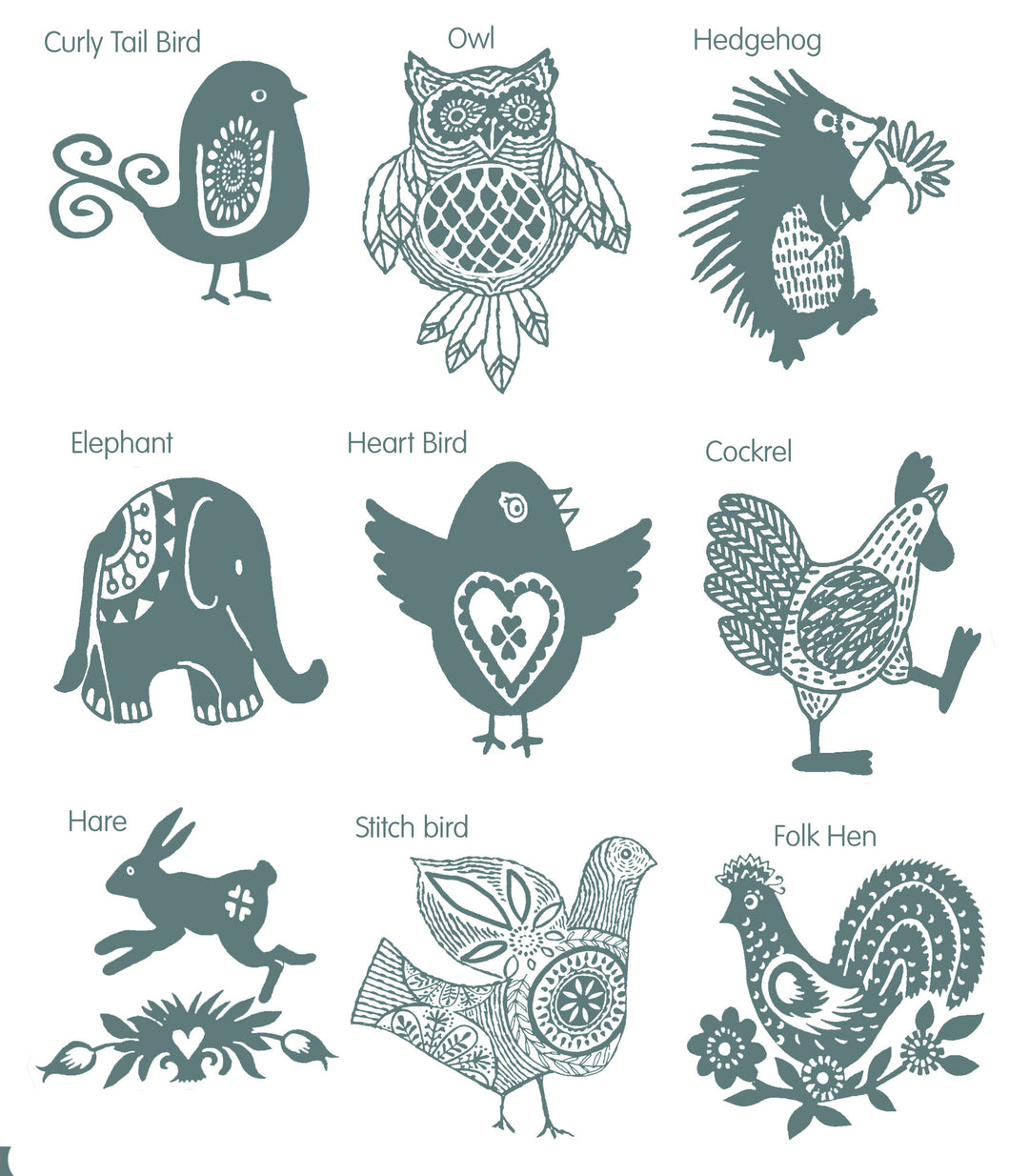 Bird and animal Rubber Stamps - Noolibird
