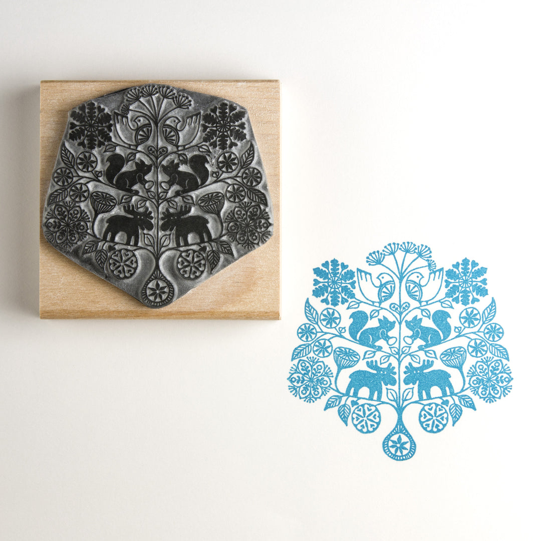 Snowflake Tree Christmas Rubber Stamp - Noolibird