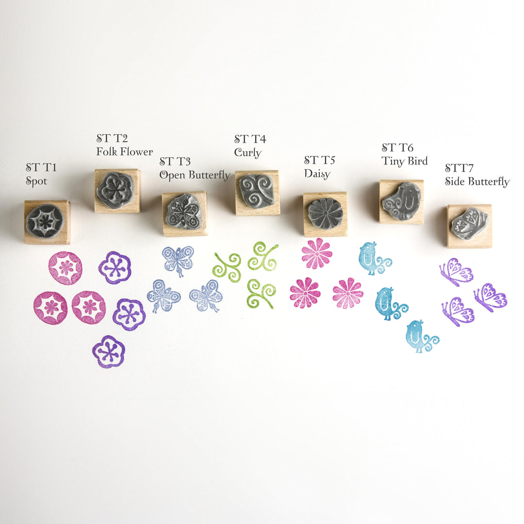 Tiny Flower Rubber stamps, Butterfly Rubber Stamps and Bird Stamps, Tiny Rubber Stamps, Kids Tiny Stamps - Noolibird