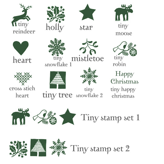 Tiny Christmas Rubber Stamps - Noolibird