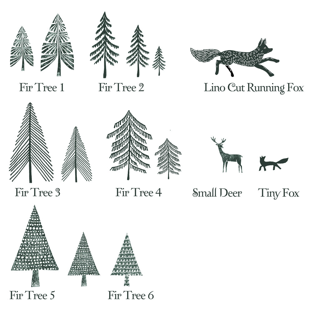 Christmas Rubber Stamps, Fir Tree Stamps - Noolibird