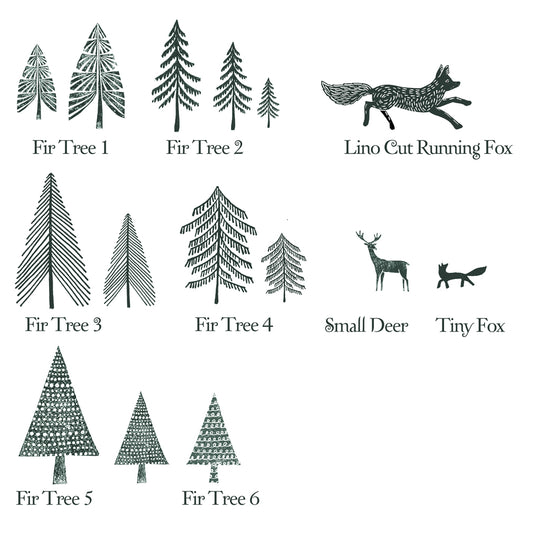 Christmas Rubber Stamps, Fir Tree Stamps - Noolibird