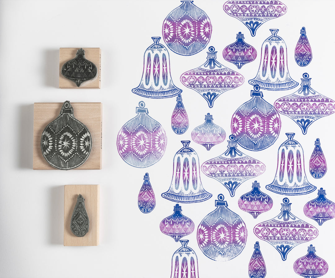 Vintage Christmas Bauble Rubber Stamps - Noolibird