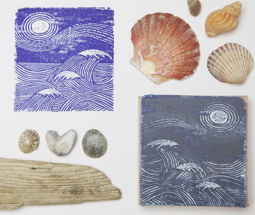 Seascape Rubber Stamp - Noolibird