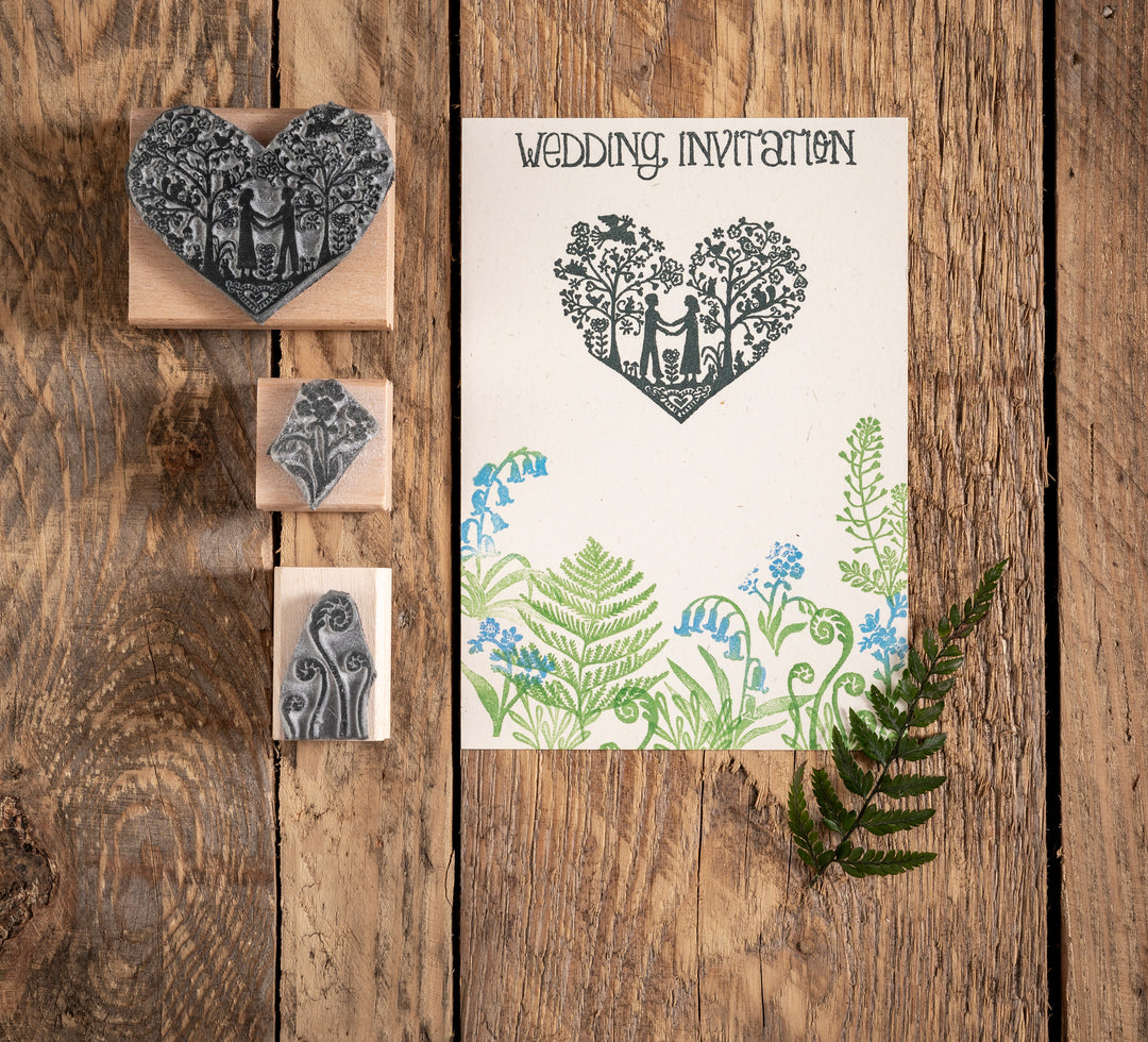 Personalised You and Me Heart Rubber Stamp for Wedding Invitation/Save the Date  (med size) - Noolibird
